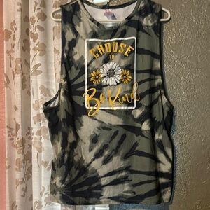 Tie-Dye Sleeveless Top - Black and Yellow
